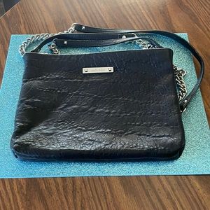 Black lamb skin small purse with chain strap